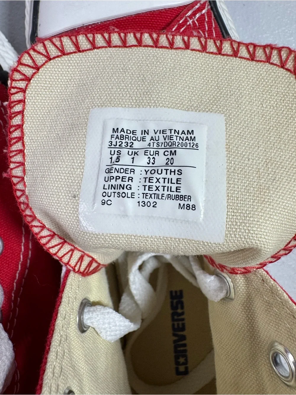 Converse Red Kids High-Top Canvas Sneakers with White Accents